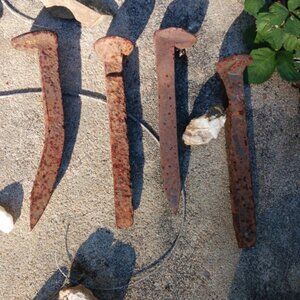 4 Vintage Rail Road Spikes For Folk Arts Protection from Ouachita Mountains